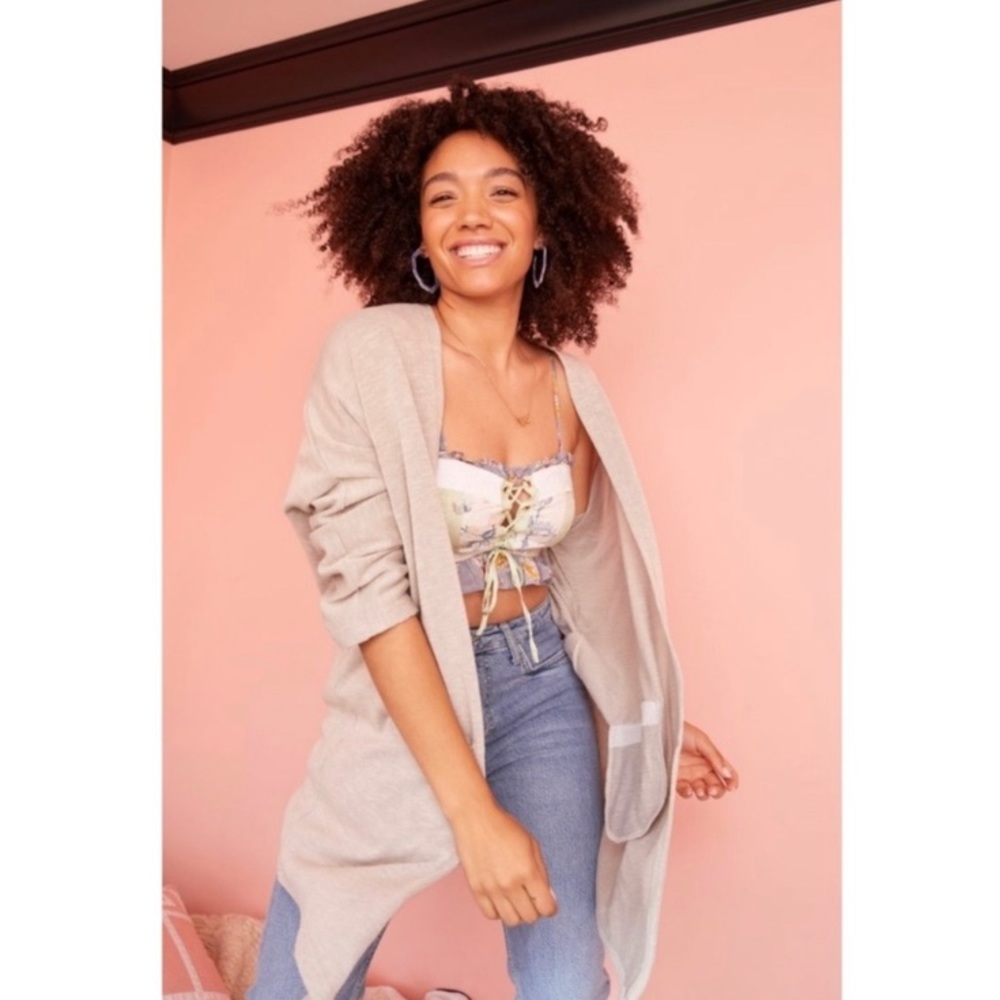 Anthropologie Donni Sunwashed Ribbed Sweater Cardigan Coat